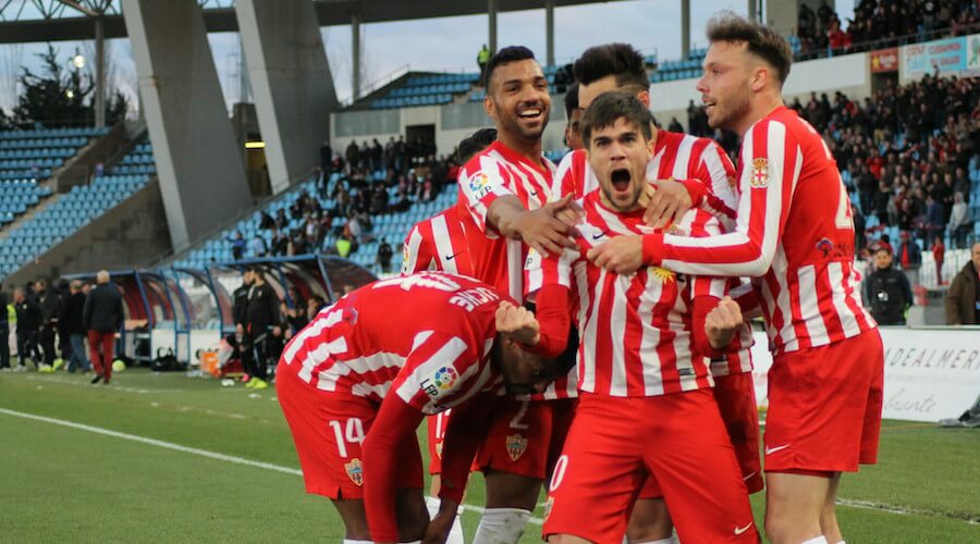 Pozo celebra su gol ante el Albacete