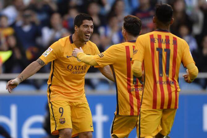 Suarez consiguio un poker de goles en Riazor