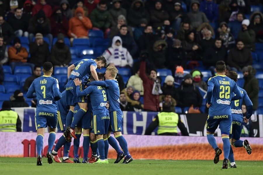 los jugadores del Celta celebran un gol