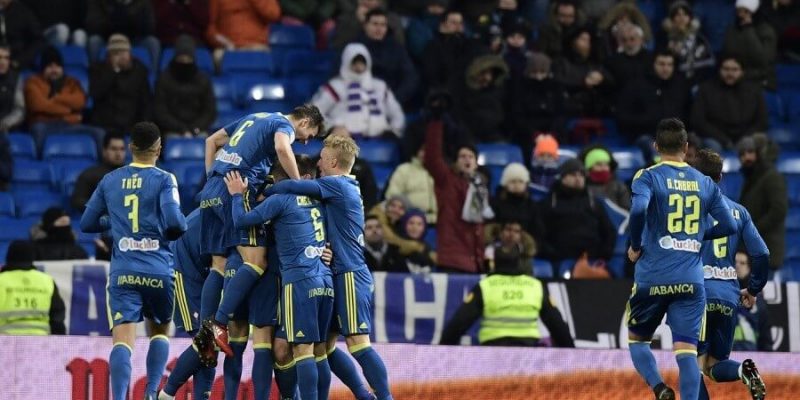 los jugadores del Celta celebran un gol