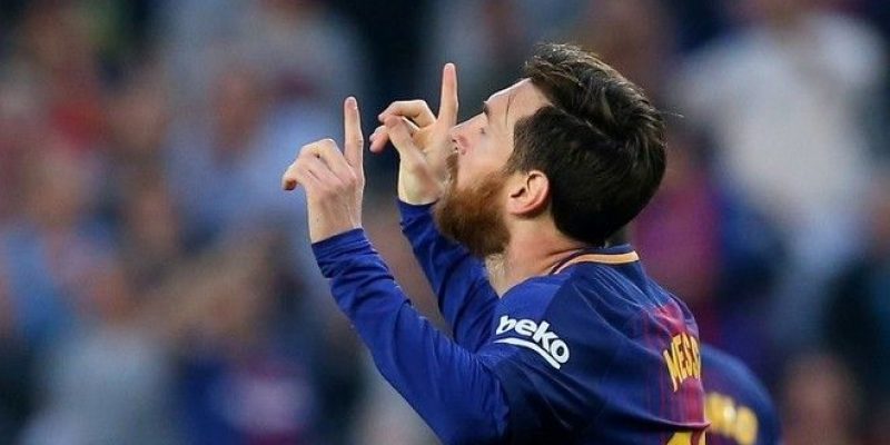 Messi jugador del Barcelona celebrando un gol